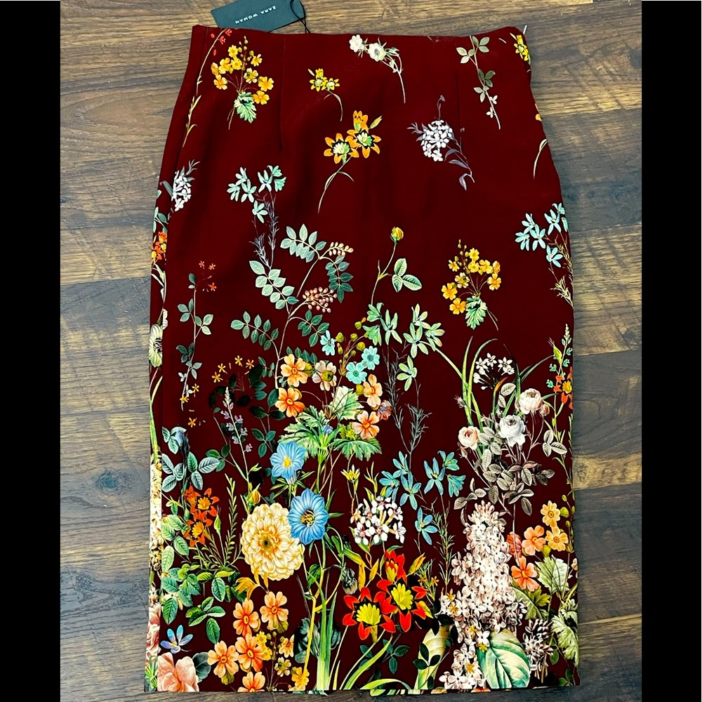 Zara floral print pencil skirt